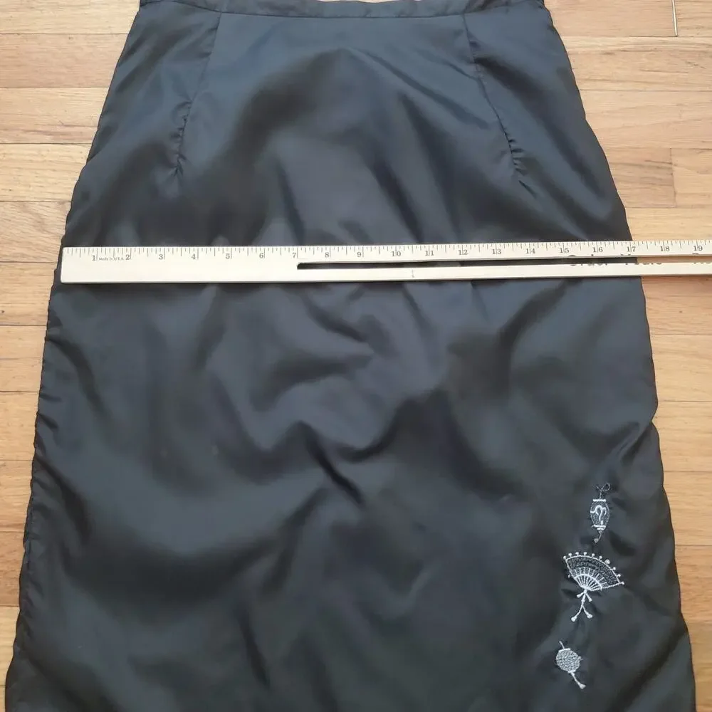 Arquette of Hollywood Vintage Embroidered Slip Skirt Black‎ Coquette Retro - Picture 7 of 10